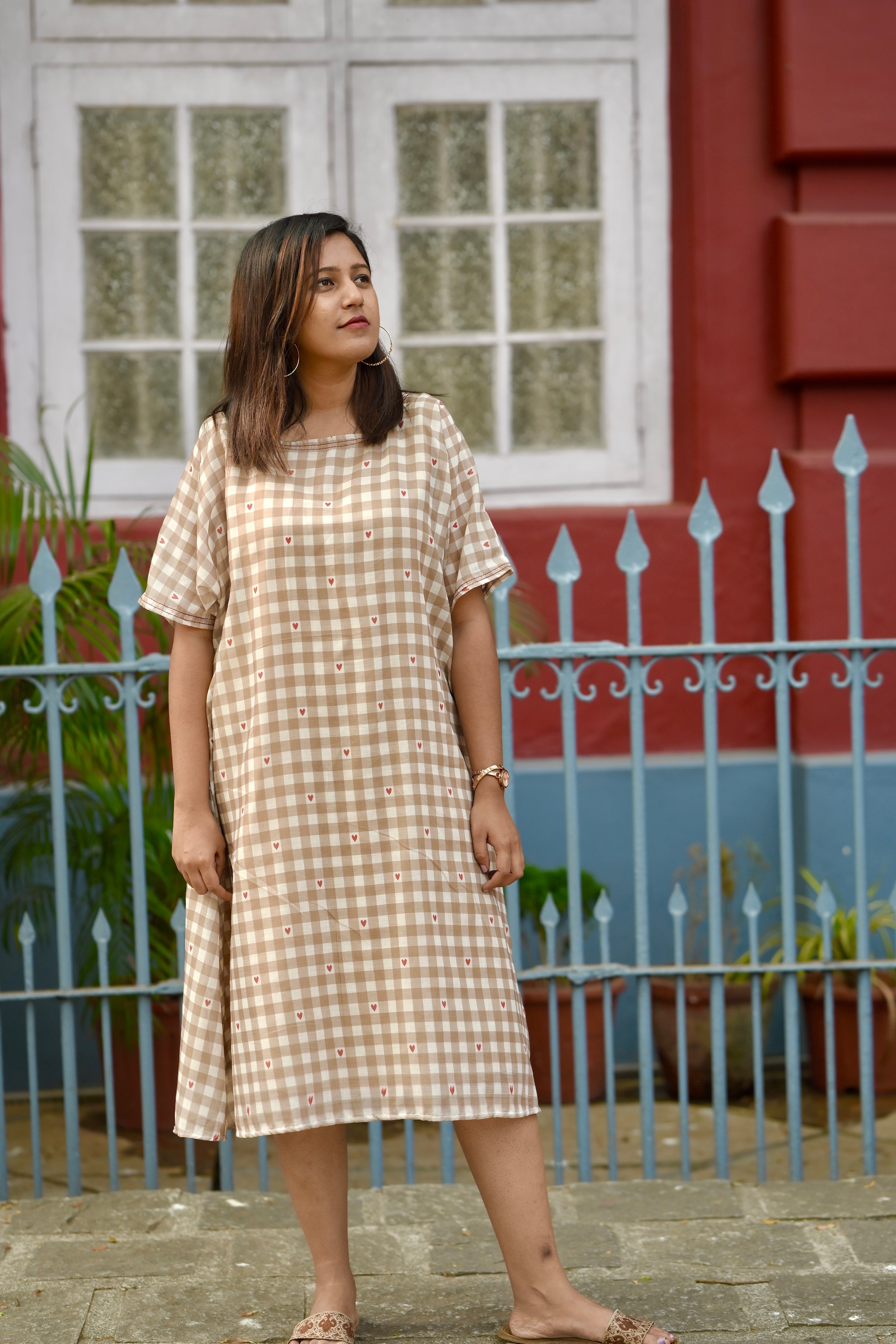loose fit dress Sleeveless Loose-fit Discover our Blue Ribbed Viscose Midi Dress by Nuichan Bloomline-2 (Loose fit dress) -