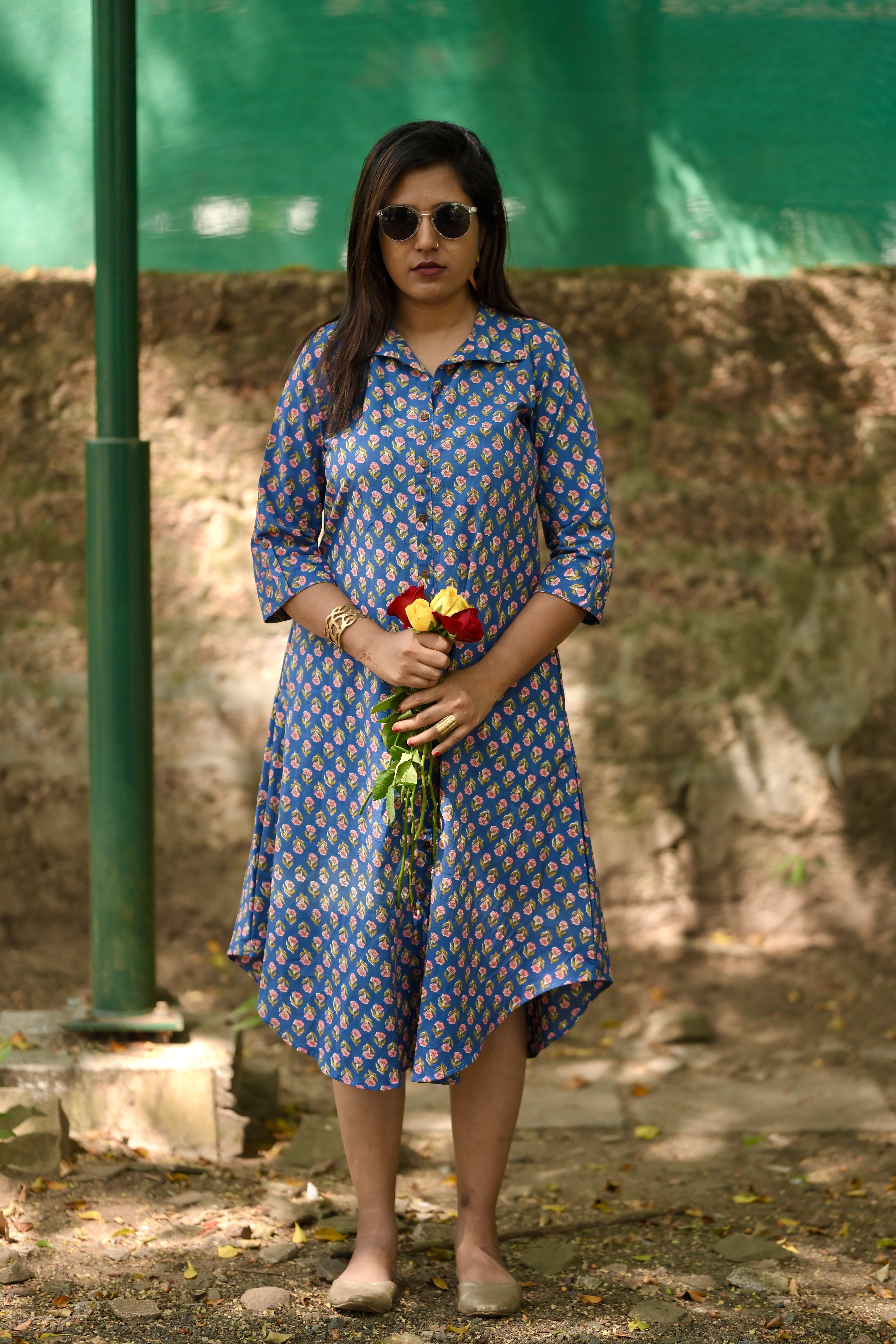 INDIGO BLOOM-(Shirt dress)