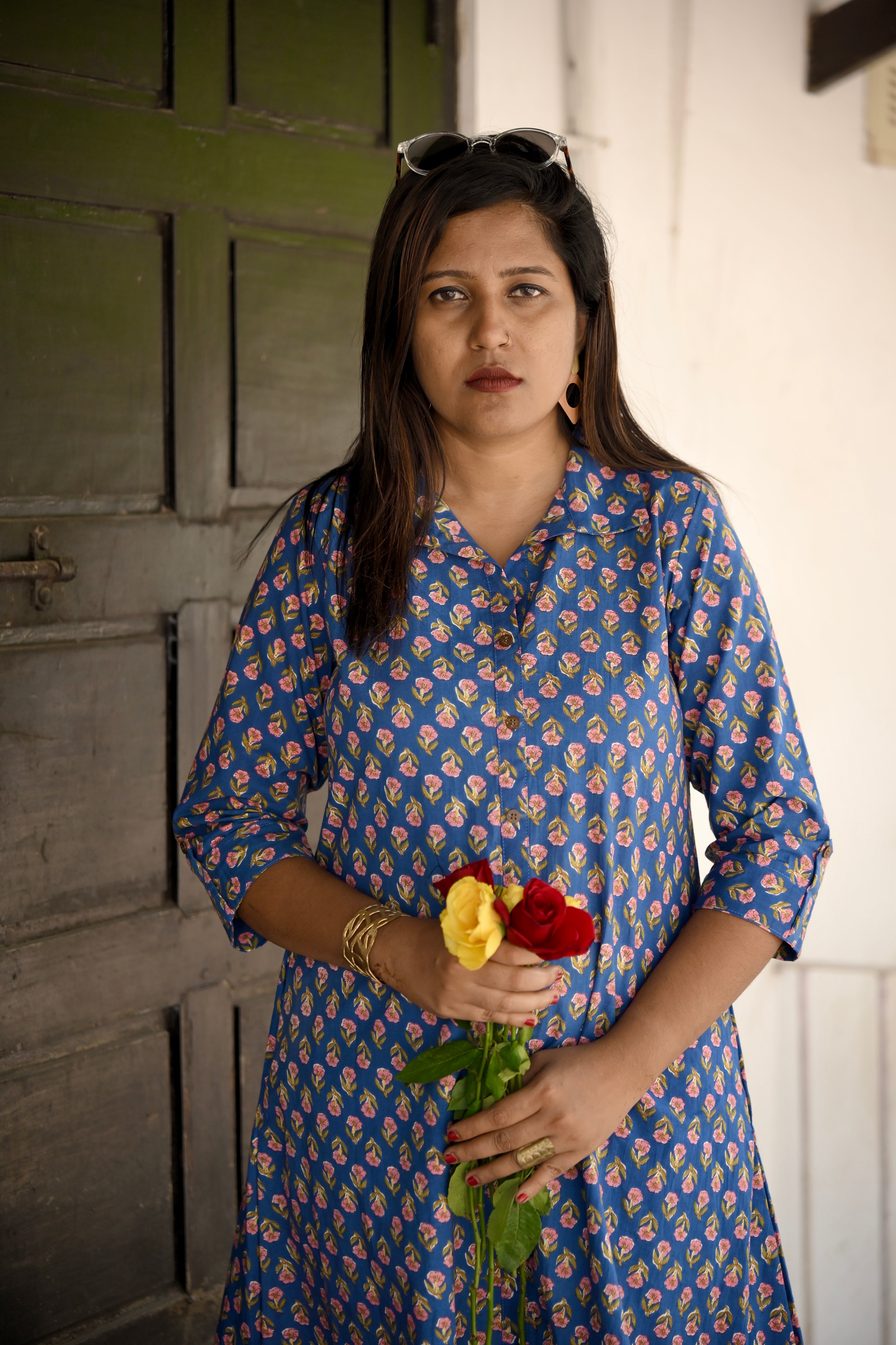 INDIGO BLOOM-(Shirt dress)